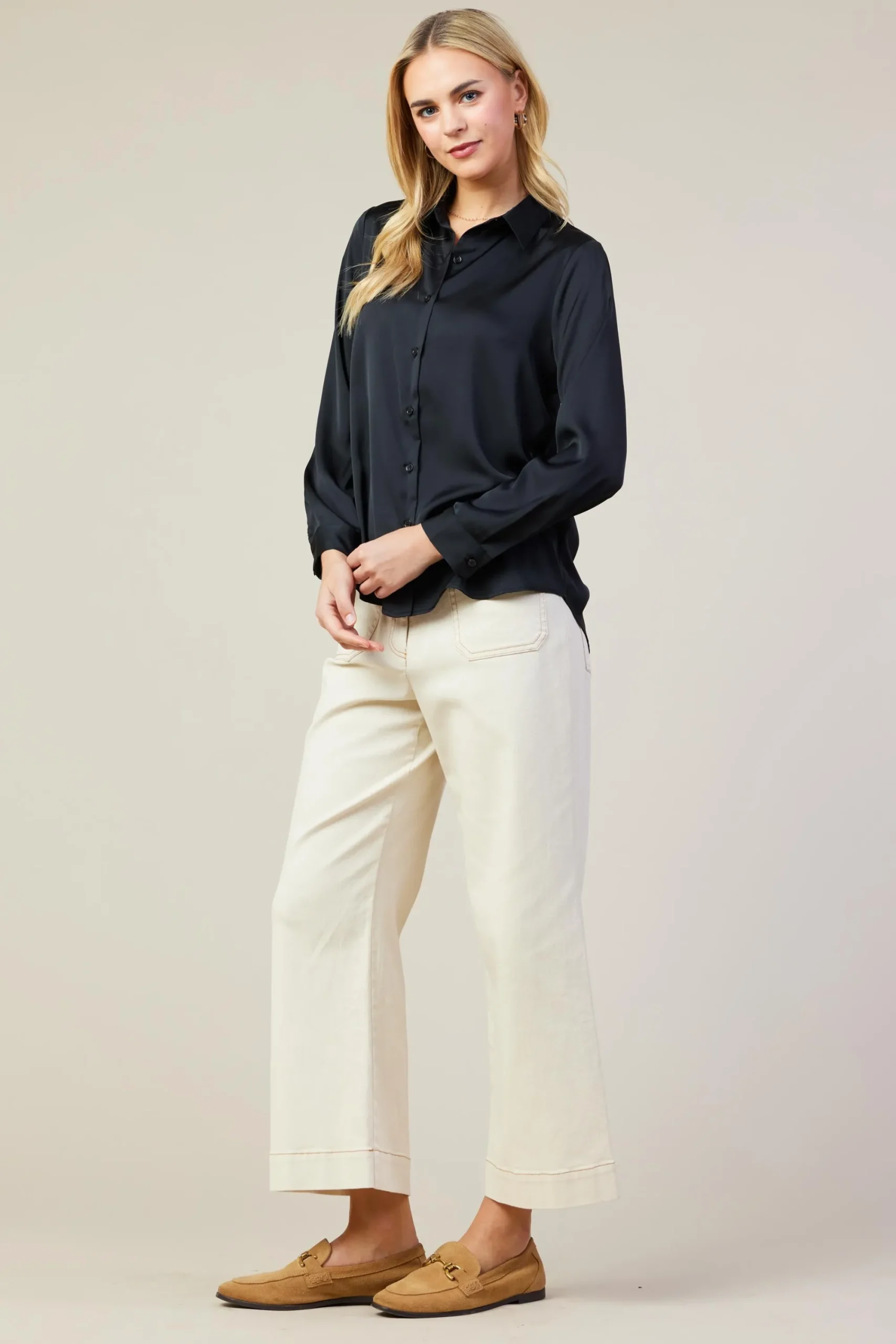 SKIES ARE BLUE Recycled Classic Button Down Top* Blouses|Long Sleeve Tops