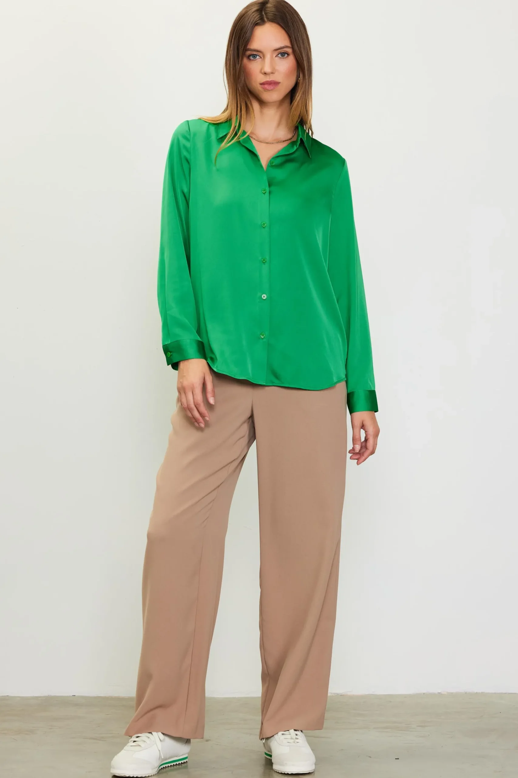 SKIES ARE BLUE Recycled Classic Button Down Top* Blouses|Long Sleeve Tops