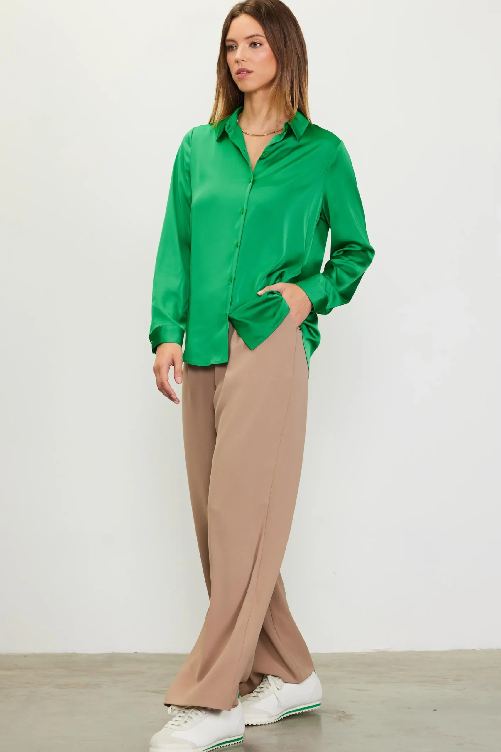 SKIES ARE BLUE Recycled Classic Button Down Top* Blouses|Long Sleeve Tops