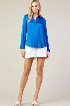 SKIES ARE BLUE Recycled Classic Button Down Top* Blouses|Long Sleeve Tops