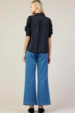 SKIES ARE BLUE Recycled Shirred Sleeve Blouse* Blouses|Short Sleeve Tops