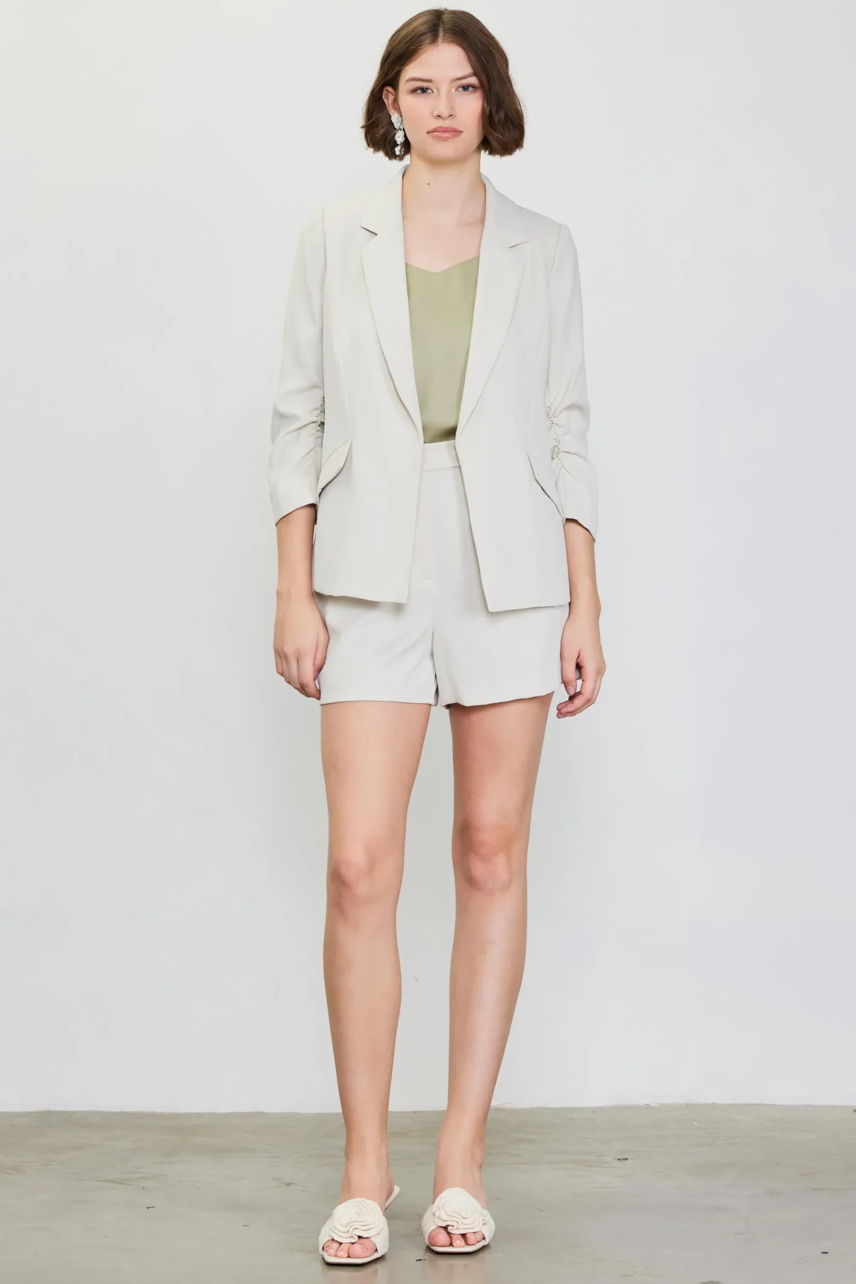 SKIES ARE BLUE Recycled Shirred Sleeve Blazer* Blazers