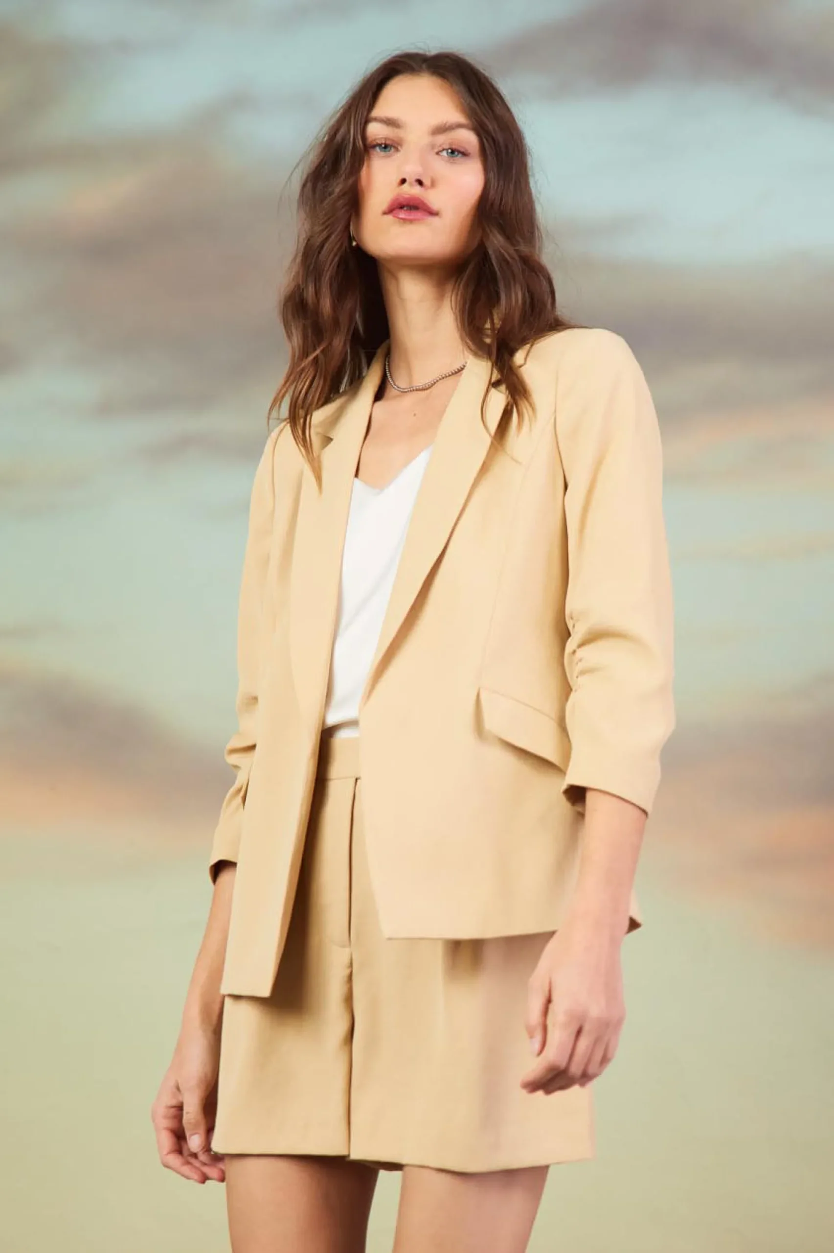 SKIES ARE BLUE Recycled Shirred Sleeve Blazer* Blazers