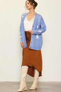 SKIES ARE BLUE Recycled Star Motif Sweater Cardigan* Outerwear|Sweaters