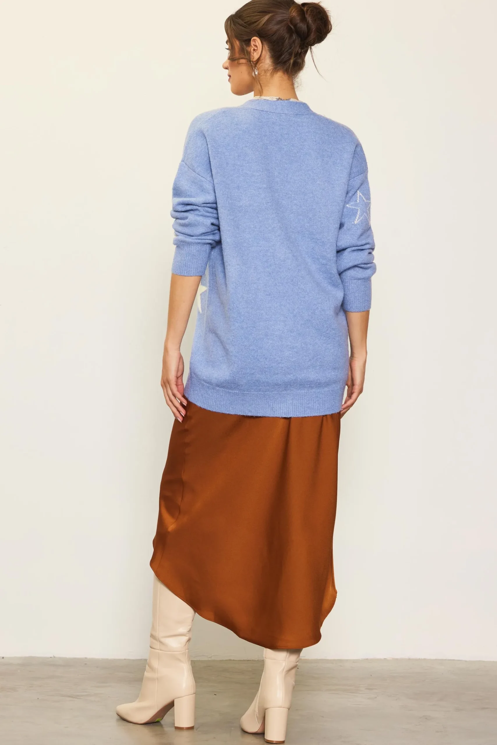 SKIES ARE BLUE Recycled Star Motif Sweater Cardigan* Outerwear|Sweaters