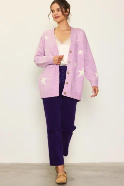 SKIES ARE BLUE Recycled Star Motif Sweater Cardigan* Outerwear|Sweaters