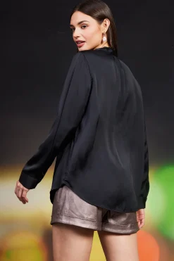 SKIES ARE BLUE Recycled Tie Detail Blouse* Blouses|Long Sleeve Tops