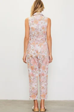 SKIES ARE BLUE Retro Floral Belted Zip Jumpsuit* Jumpsuits