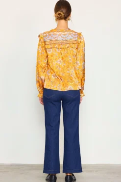 SKIES ARE BLUE Retro Floral Motif Blouse* Blouses|Long Sleeve Tops