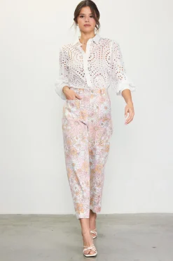 SKIES ARE BLUE Retro Floral Wide Leg Pants* Pants