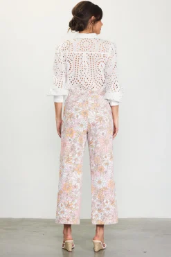 SKIES ARE BLUE Retro Floral Wide Leg Pants* Pants