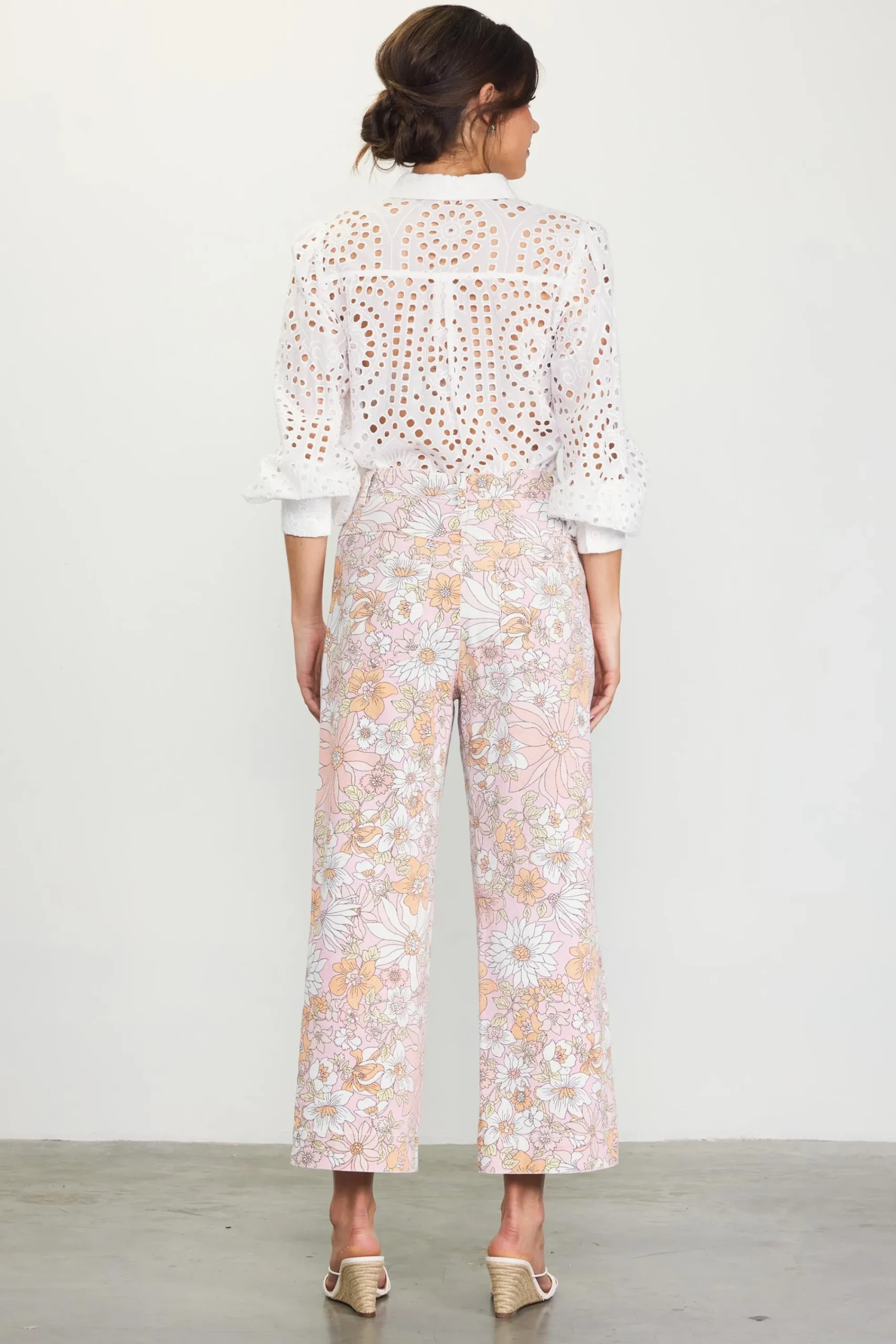 SKIES ARE BLUE Retro Floral Wide Leg Pants* Pants