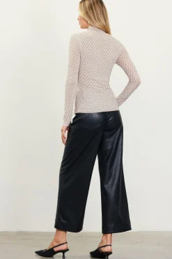 SKIES ARE BLUE Rhinestone Mesh Mock Neck Top* Long Sleeve Tops