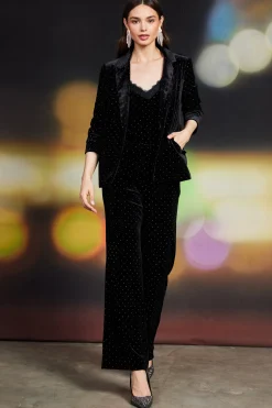 SKIES ARE BLUE Rhinestone Ruched Velvet Blazer* Blazers