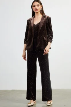 SKIES ARE BLUE Rhinestone Ruched Velvet Blazer* Blazers