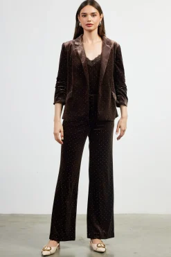 SKIES ARE BLUE Rhinestone Ruched Velvet Blazer* Blazers