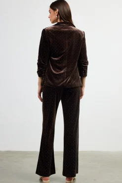 SKIES ARE BLUE Rhinestone Ruched Velvet Blazer* Blazers