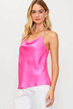 SKIES ARE BLUE Rhinestone Straps Cowl Halter Cami* Sleeveless Tops