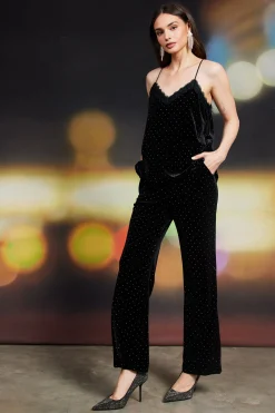 SKIES ARE BLUE Rhinestone Velvet Cami* Sleeveless Tops