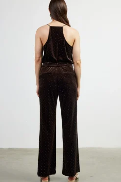 SKIES ARE BLUE Rhinestone Velvet Flared Pants* Pants