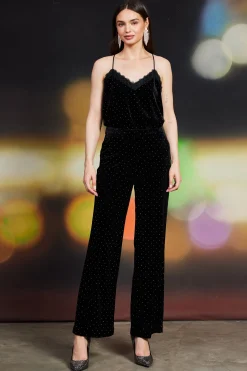 SKIES ARE BLUE Rhinestone Velvet Flared Pants* Pants