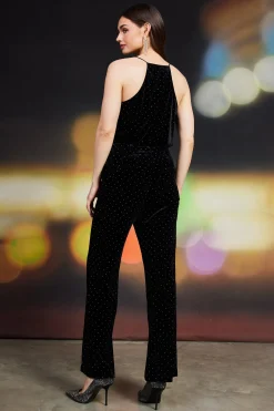 SKIES ARE BLUE Rhinestone Velvet Flared Pants* Pants