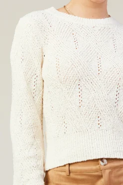 SKIES ARE BLUE Rhomboid Pattern Crew Neck Sweater* Sweaters