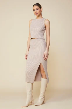 SKIES ARE BLUE Ribbed Knit Side Slit Skirt* Skirts