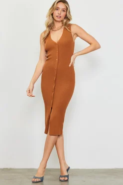 SKIES ARE BLUE Ribbed Knit Sleeveless Dress* Midi Dresses