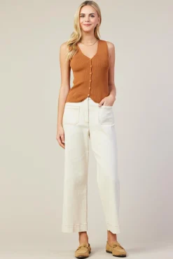 SKIES ARE BLUE Ribbed Knit Tank Vest* Sleeveless Tops