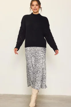 SKIES ARE BLUE Ribbed Mock Neck Sweater* Sweaters