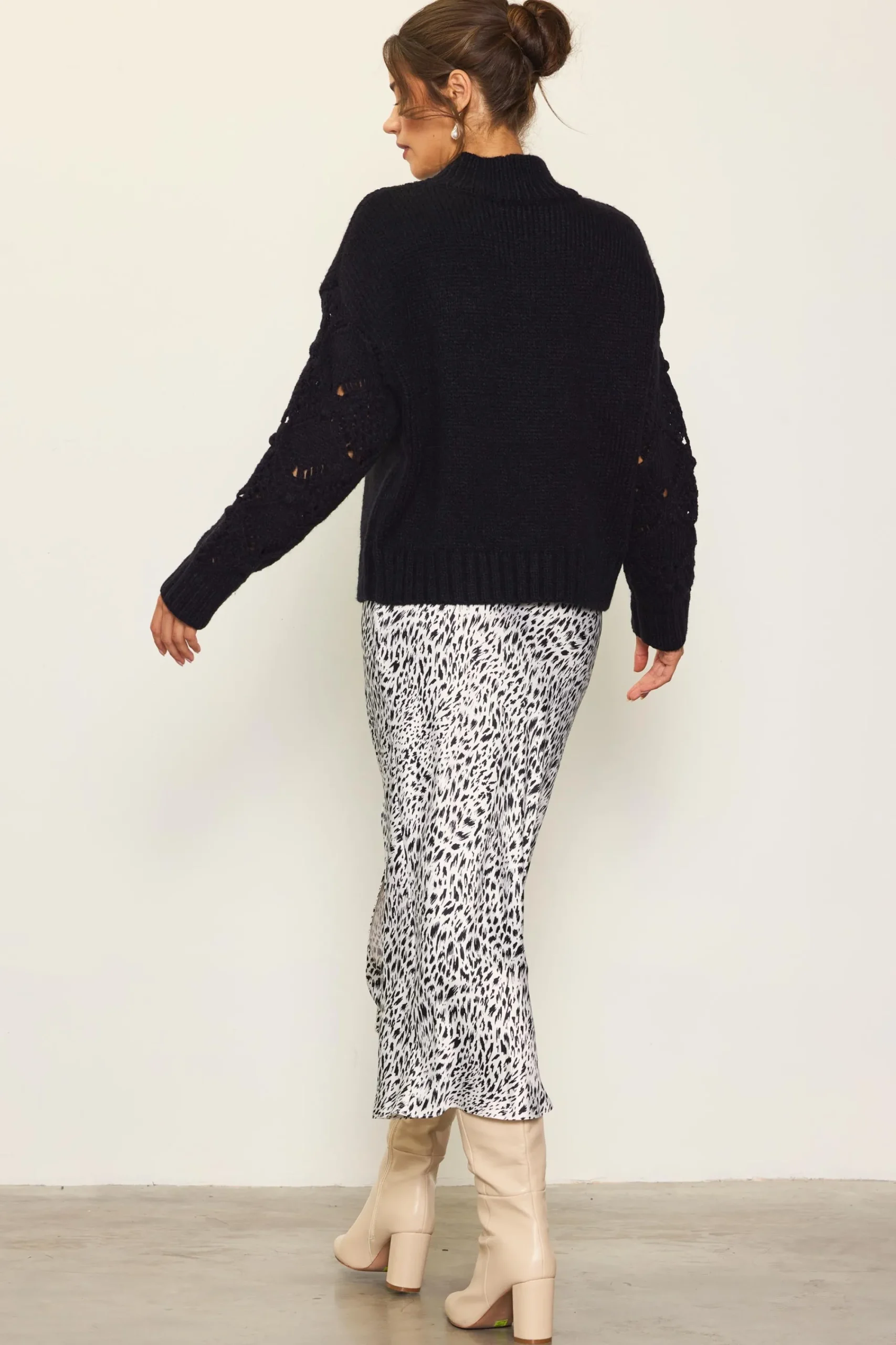 SKIES ARE BLUE Ribbed Mock Neck Sweater* Sweaters