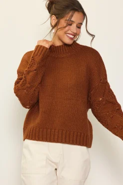 SKIES ARE BLUE Ribbed Mock Neck Sweater* Sweaters