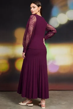 SKIES ARE BLUE Rowan Knit Pleated Midi Skirt* Skirts