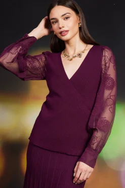 SKIES ARE BLUE Rowan Sweater Floral Embroidery Sleeves* Sweaters