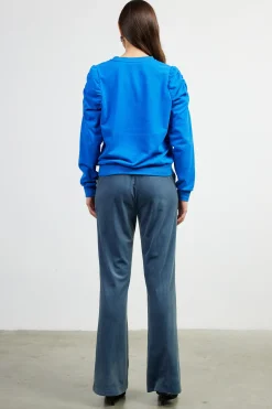 SKIES ARE BLUE Ruched Sleeves Crewneck Sweatshirt* Long Sleeve Tops|Sweaters