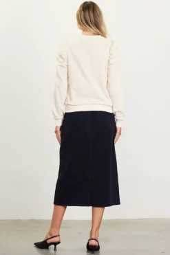 SKIES ARE BLUE Ruched Sleeves Crewneck Sweatshirt* Long Sleeve Tops|Sweaters