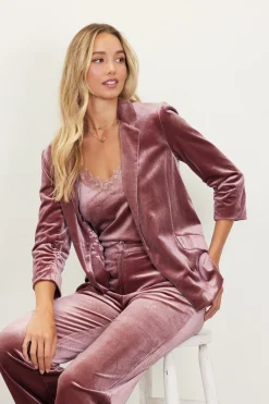 SKIES ARE BLUE Ruched Velvet Blazer* Blazers