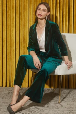 SKIES ARE BLUE Ruched Velvet Blazer* Blazers