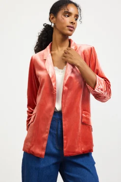 SKIES ARE BLUE Ruched Velvet Blazer* Blazers