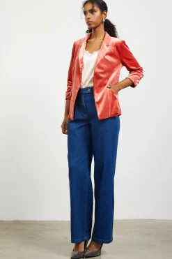 SKIES ARE BLUE Ruched Velvet Blazer* Blazers