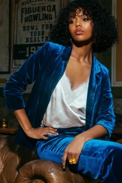SKIES ARE BLUE Ruched Velvet Blazer* Blazers