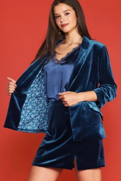 SKIES ARE BLUE Ruched Velvet Blazer* Blazers