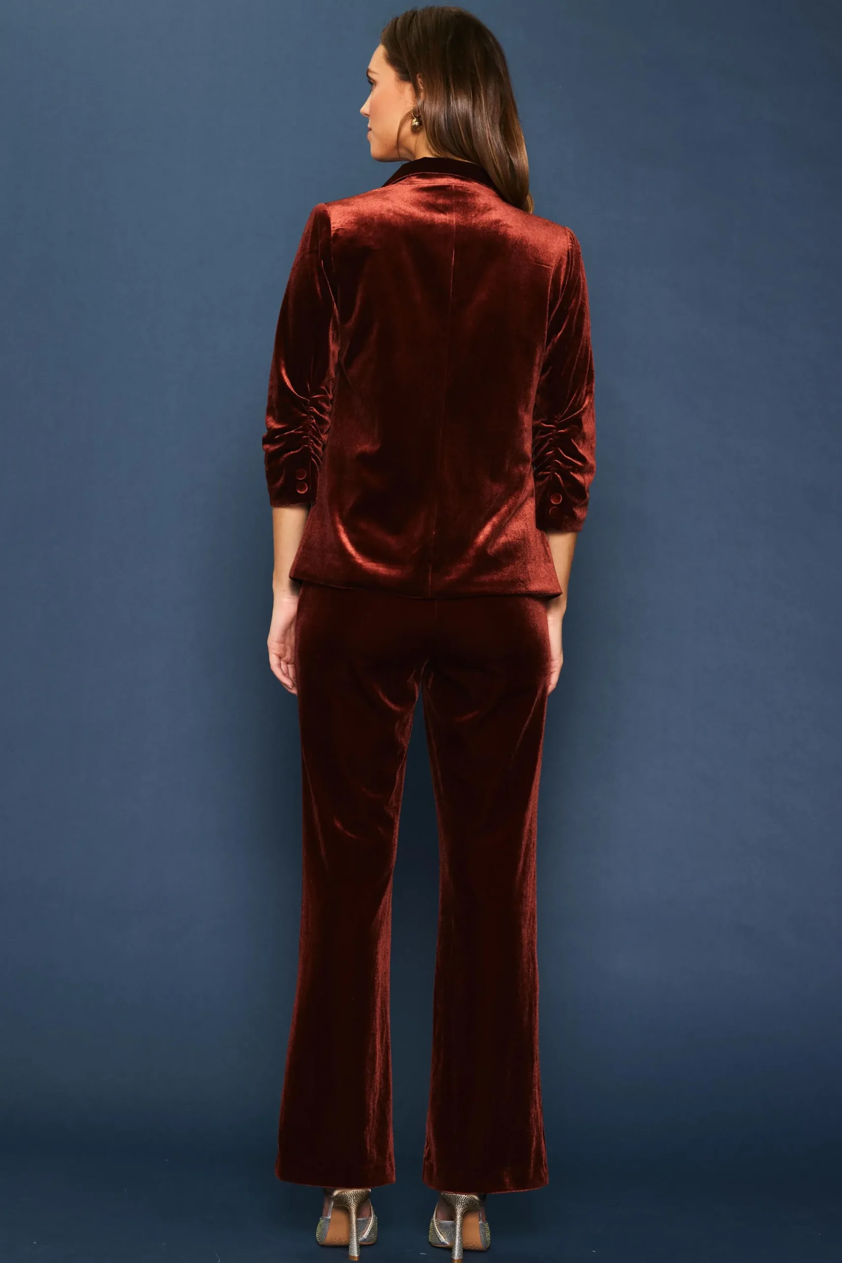 SKIES ARE BLUE Ruched Velvet Blazer* Blazers