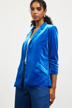 SKIES ARE BLUE Ruched Velvet Blazer* Blazers