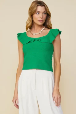 SKIES ARE BLUE Ruffle Detail Knit Top* Sleeveless Tops