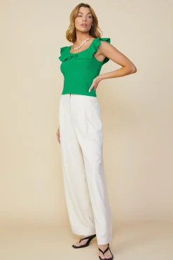 SKIES ARE BLUE Ruffle Detail Knit Top* Sleeveless Tops