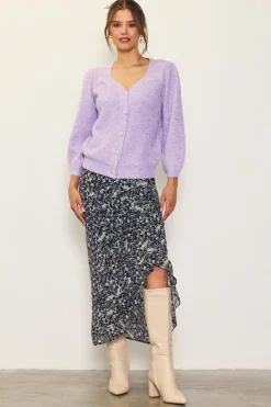 SKIES ARE BLUE Ruffle Detail Slit Midi Skirt* Skirts