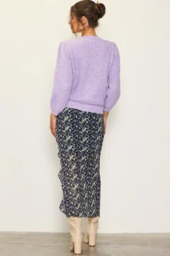 SKIES ARE BLUE Ruffle Detail Slit Midi Skirt* Skirts