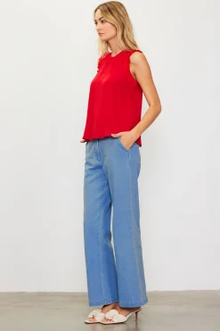 SKIES ARE BLUE Ruffle Detail Woven Top* Sleeveless Tops